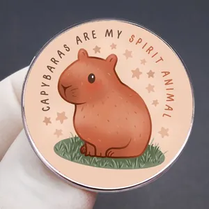 Cute cartoon Capybara enamel pin badge with Capybaras Are My Spirit Animal text