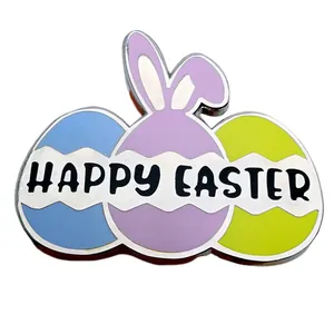 Spilla in Smalto Happy Easter Uovo Cartone Animato Orecchie di Coniglio Distintivo in Lega per Donna Uomo Moda Vacanza Gioielli Accessori