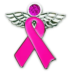 Women Pink Ribbon Angel Wings Brooch Pin For Breast Cancer Awareness Enamel Zinc Alloy Badge Charity Jewelry Accessory