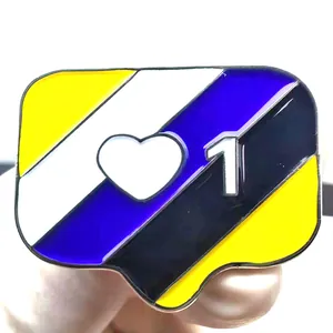 Colorful non-binary flag enamel heart brooch in speech bubble social notification style