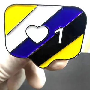 Non-binary pride flag heart social notification enamel pin with yellow white purple black