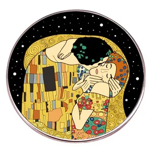 Broche Ronde en Émail Style Peinture Célèbre Artistique Illustration Badge de Revers en Alliage Métal pour Vêtements Sacs Bijoux Cadeau