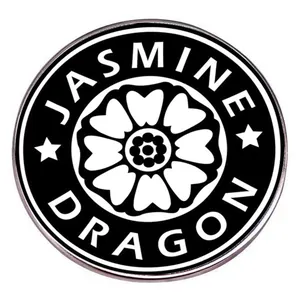 White Lotus Jasmine Dragon Round Enamel Pin Metal Alloy Brooch For Backpack Clothing Jacket Anime Jewelry Accessories Gift