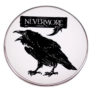 Edgar Allan Poe Raven Nevermore Brooch Vintage Round Metal Alloy Badge Pin For Backpack Clothes Unisex Literary Jewelry