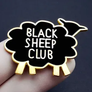Insigne en émail Black Sheep Club avec bords en alliage de métal doré pour accessoires