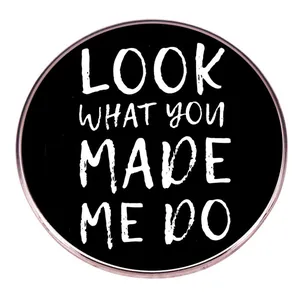 Fashion Round Alloy Brooch Pin With Lyric Print Music Theme Badge For Clothes Hat Bag Accessory