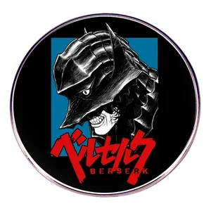 Berserk Guts berserker armor metal badge round pin with dark manga illustration
