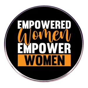 Empowered Women Empower Women Enamel Pin Alloy Round Lettering Brooch For Women Clothing Accessory Feminist Badge Jewelry