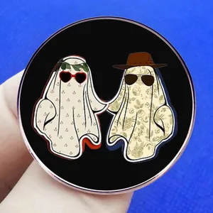 Taylor Swift Midnights Anti-hero enamel pin badge featuring cartoon ghosts on blue backdrop