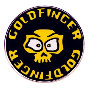 Punk Rock Skull Yellow Enamel Pin Alloy Brooch Circular Badge For Music Fans Band Style Backpack Accessories No Brand