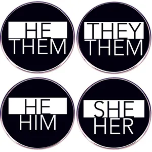 Pin Redondo de Aleación de Esmalte Unisex con Pronombres Joyería de Identidad Social HE HIM SHE HER THEY THEM Pines de Género