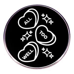 All Too Well Enamel Pin Brooch Round Black Metal Heart Letter Star Badge For Clothes Bags Hat Jacket Jewelry Accessory Fan Gift