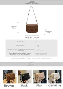 Detailed dimensions and specifications for the PU leather crossbody bag with size measurements