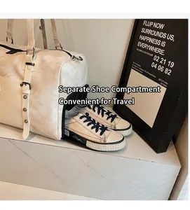 Detailed view of the large travel bag with a dedicated side compartment for shoes
