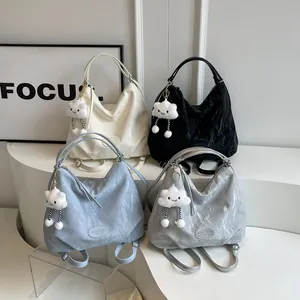 Sac à dos femme élégant grande capacité texture plissée en plusieurs couleurs