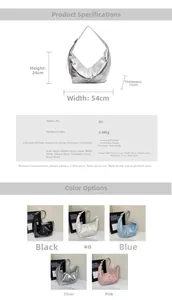 Detailed size guide and technical specifications for the large PU leather tote bag