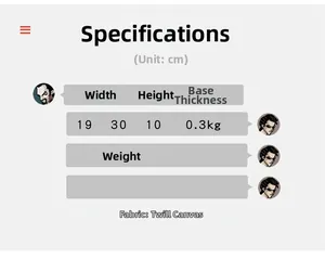 Especificaciones de tamaño del bolso bandolera de lona con ancho 19cm y altura 30cm