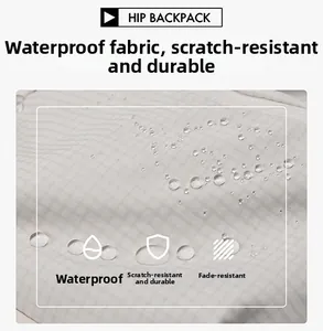 Waterproof detail of white grid texture fabric on casual outdoor crossbody bag