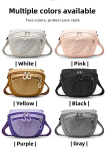 Matrix display of lightweight waterproof crossbody bags in six vibrant colors for travel