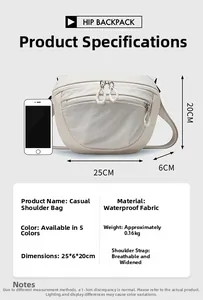 Waterproof crossbody bag 25x6x20cm detail with breathable strap and lightweight fabric