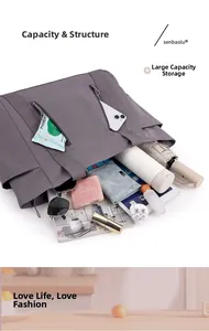Borsa tote in nylon resistente all'acqua con tasche multiple e grande capacità