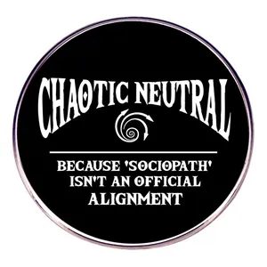 Chaotic Neutral RPG Gaming Alignment Round Metal Badge Enamel Pin Brooch For Clothes Backpack Accessories Fashion Jewelry