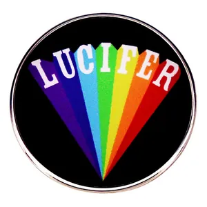 Rainbow Lucifer Enamel Pin Artistic Round Zinc Alloy Brooch Badge For Backpack Clothing Decoration Unisex Fashion Jewelry Pin