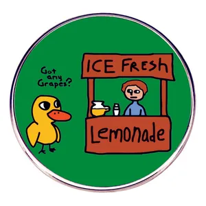 Got Any Grapes Cartoon Duck Enamel Pin Lemonade Stand Animal Brooch Zinc Alloy Lapel Pin Badge For Backpack Hat Jewelry