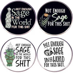 Broche Con Eslogan Humorístico Not Enough Sage Pin De Metal Esmaltado Insignia Divertida Ilustración Botánica Para Ropa Bolsos