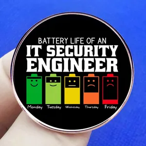 Handheld IT safety engineer weekly battery energy brooch made of metal alloy