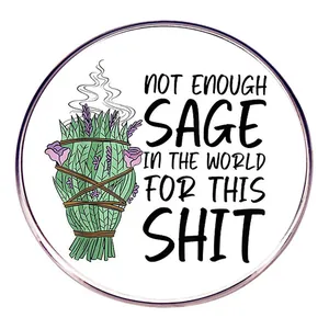 Pin Sage gracioso con texto Not Enough Sage in the World e ilustración a todo color