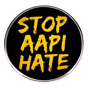 Stop Aapi Hate Enamel Pin Round Metal Alloy Brooch For Women Men Clothing Accessories Fashion Badge Social Awareness Jewelry