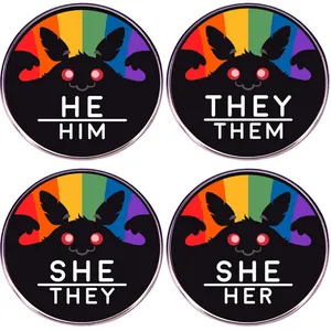 Rainbow Mothman Enamel Pin THEY/THEM HE/HIM SHE/HER Pronoun Badge For LGBTQ Pride Month Clothes Backpack Accessory