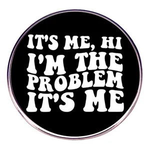 Round Metal Enamel Pin Trendy Lyrics Quote Badge For Clothing Bags Hats Backpacks Jewelry Gift Black White Accessory