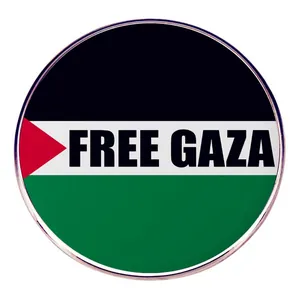 Pin de Broche de Metal Redondo Free Gaza Colores de la Bandera de Palestina Insignia de Esmalte Accesorio de Joyería para Hombres Mujeres