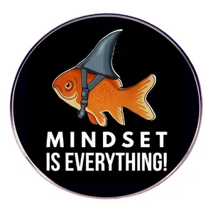 Einstellung Ist Alles Goldfisch Mit Haifischflosse Brosche Legierung Metall Kreis Abzeichen Inspirierende Schriftzug Schmuck Für Damen Herren