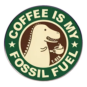 Pin's en Émail Dinosaure T-Rex Humour Café Badge en Alliage Dessin Animé Amusant pour Sacs et Vestes Bijoux Mode