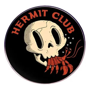 Hermit Club Rund Legierung Brosche Pin Cartoon Totenkopf Einsiedlerkrebs Emaille Abzeichen Dekoration Kleidung Rucksack Unisex