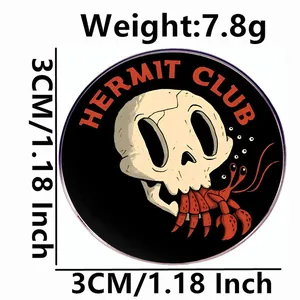 Hermit Club Cartoon Totenkopf Einsiedlerkrebs Emaille Brosche Anstecknadel, 3cm Durchmesser