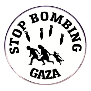 Stop Bombing Gaza Round Alloy Brooch Badge Minimalist Black White Slogan Pin For Social Awareness Political Statement Support