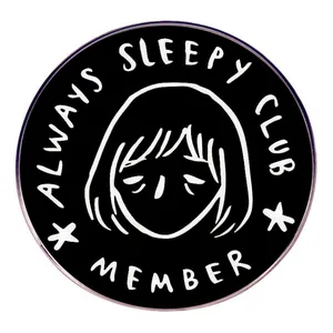 Humorous Round Always Sleepy Club Member Enamel Pin Funny Cartoon Tired Person Alloy Brooch Badge For Clothing Backpack Accessories