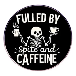 Skelett Kaffee Emaille Pin Gothik Schädel Brosche Abzeichen Legierung Reversnadel Für Rucksack Jacke Schmuck Geschenk