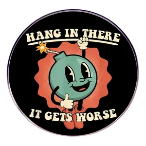 Funny Retro Rubber Hose Animation Bomb Brooch Pin Hang In There It Gets Worse Humorous Alloy Badge For Backpack Clothing Decor