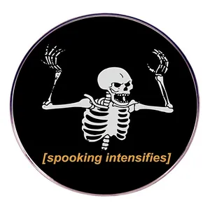 Αστεία Καρφίτσα Σκελετού Spooking Intensifies Meme Horror Κρανίο Καρφίτσα Κράμα Στρογγυλό Σήμα Κοσμήματα Halloween Δώρο Unisex