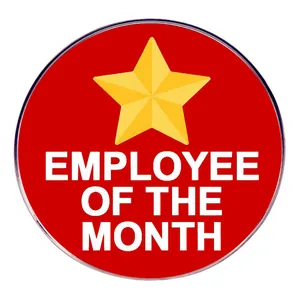 Badge Épinglette Employé Du Mois Alliage Métal Rond Étoile Broche Reconnaissance Entreprise Prix Cadeaux Personnel Bureau