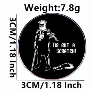 Pin esmaltado Caballero Negro Monty Python 3cm Tis But A Scratch con detalles de dimensiones