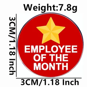 Insigne métallique 3cm de l'employé du mois avec fond rouge et étoile jaune