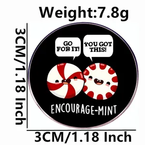 Καρφίτσα σμάλτου Encourage-mint με κείμενο κινήτρων GO FOR IT, διάμετρος 3cm