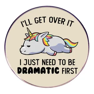 Funny Cartoon Unicorn Alloy Brooch Pin With Dramatic Quote Rainbow Enamel Lapel Pin For Backpack Clothes Gift Unisex Jewelry