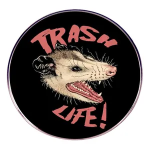 Opossum Screaming Trash Life Enamel Pin Metal Alloy Badge Funny Sarcastic Cartoon Animal Jewelry Accessory For Friends